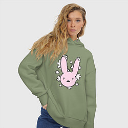 Толстовка оверсайз женская Bad Bunny Floral Bunny, цвет: авокадо — фото 2