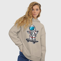 Толстовка оверсайз женская Космонавт - скейтер, цвет: миндальный — фото 2