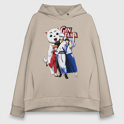 Толстовка оверсайз женская Gin Tama Sadaharu, цвет: миндальный