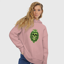 Толстовка оверсайз женская Green Skull, цвет: пыльно-розовый — фото 2