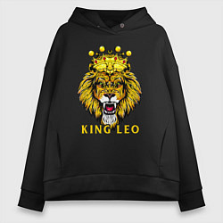 Толстовка оверсайз женская KING LEO Король Лев, цвет: черный