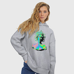 Толстовка оверсайз женская Gorgon Medusa Vaporwave Neon, цвет: меланж — фото 2