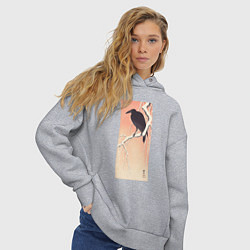 Толстовка оверсайз женская Crow on Snowy Branch, цвет: меланж — фото 2