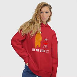 Толстовка оверсайз женская Bear Grills Беар Гриллс, цвет: красный — фото 2
