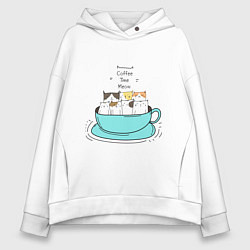 Женское худи оверсайз ВРЕМЯ КОФЕ МЯУ COFFEE TIME MEOW