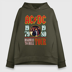 Толстовка оверсайз женская ACDC HIGHWAY TO HELL TOUR, цвет: хаки