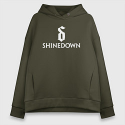 Толстовка оверсайз женская Shinedown логотип с эмблемой, цвет: хаки