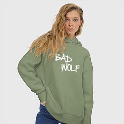 Толстовка оверсайз женская Bad Wolf злой волк, цвет: авокадо — фото 2