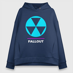 Толстовка оверсайз женская Символ Fallout в неоновых цветах, цвет: тёмно-синий