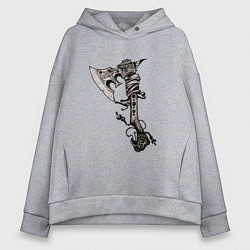 Толстовка оверсайз женская Крутой боевой тату-топор, цвет: меланж