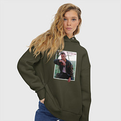 Толстовка оверсайз женская Sen cal kapimi - Serkan, цвет: хаки — фото 2