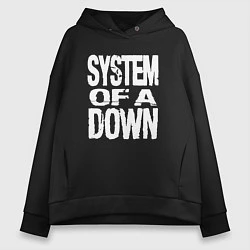 Толстовка оверсайз женская System of a Down логотип, цвет: черный