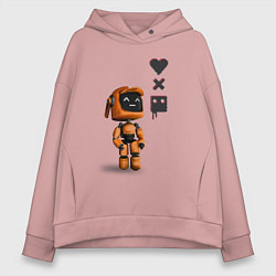 Толстовка оверсайз женская Оранжевый робот с логотипом LDR, цвет: пыльно-розовый