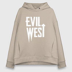 Толстовка оверсайз женская Evil west logo, цвет: миндальный