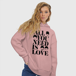 Толстовка оверсайз женская ALL YOU NEED IS LOVE THE BEATLES, цвет: пыльно-розовый — фото 2