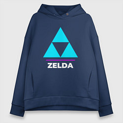 Толстовка оверсайз женская Символ Zelda в неоновых цветах, цвет: тёмно-синий