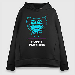 Женское худи оверсайз Символ Poppy Playtime в неоновых цветах