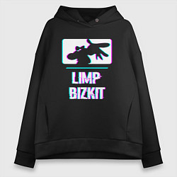 Толстовка оверсайз женская Limp Bizkit Glitch Rock, цвет: черный