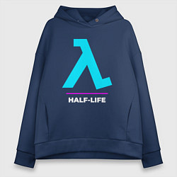 Толстовка оверсайз женская Символ Half-Life в неоновых цветах, цвет: тёмно-синий