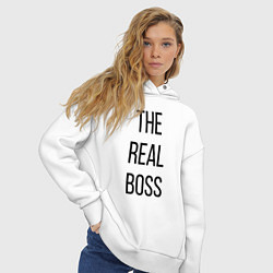 Толстовка оверсайз женская The real boss!, цвет: белый — фото 2