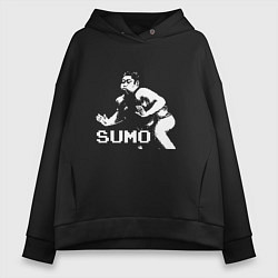 Толстовка оверсайз женская Sumo pixel art, цвет: черный