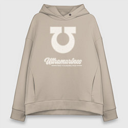 Толстовка оверсайз женская Ультрамарины винтаж лого, цвет: миндальный