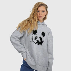 Толстовка оверсайз женская Прикольный панда - клякса, цвет: меланж — фото 2