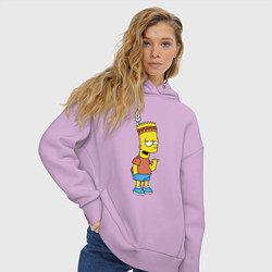 Толстовка оверсайз женская Барт Симпсон - индеец, цвет: лаванда — фото 2