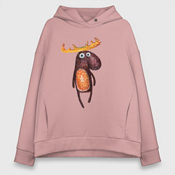 Толстовка оверсайз женская Прикольный лосяш, цвет: пыльно-розовый