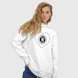 Толстовка оверсайз женская Лого Chelsea в сердечке, цвет: белый — фото 2