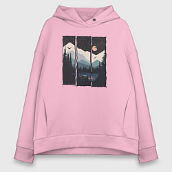 Толстовка оверсайз женская Бездорожье Сибирь, цвет: светло-розовый