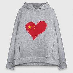 Толстовка оверсайз женская Сердце - Китай, цвет: меланж