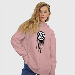 Толстовка оверсайз женская Volkswagen - art logo, цвет: пыльно-розовый — фото 2