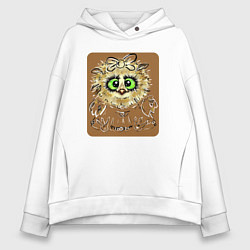 Толстовка оверсайз женская Совушка бейби на коричневом, цвет: белый