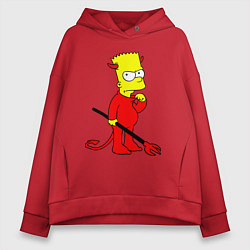 Толстовка оверсайз женская Bart Simpson - devil, цвет: красный
