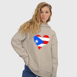 Толстовка оверсайз женская Сердце - Пуэрто-Рико, цвет: миндальный — фото 2