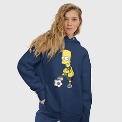 Толстовка оверсайз женская Барт Симпсон - крутой футбольный форвард, цвет: тёмно-синий — фото 2