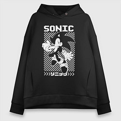 Толстовка оверсайз женская Sonic - game, цвет: черный