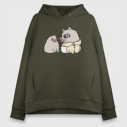 Толстовка оверсайз женская Малыш иноске, цвет: хаки