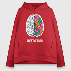 Толстовка оверсайз женская Creative Brain, цвет: красный