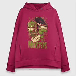 Толстовка оверсайз женская The Simpsons - the monsters!, цвет: маджента