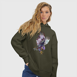 Толстовка оверсайз женская Сокол - акварель, цвет: хаки — фото 2