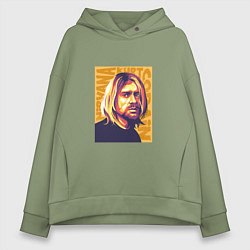 Толстовка оверсайз женская Nirvana - Cobain, цвет: авокадо