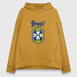 Толстовка оверсайз женская Brasil Football, цвет: горчичный