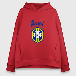 Толстовка оверсайз женская Brasil Football, цвет: красный