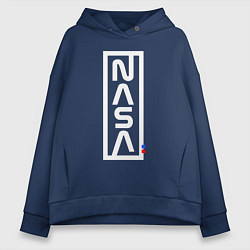 Толстовка оверсайз женская Наса - logo, цвет: тёмно-синий