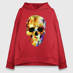 Толстовка оверсайз женская Color skull - sketch, цвет: красный