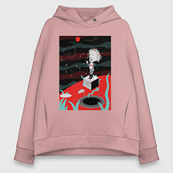 Толстовка оверсайз женская Эйнштейн Рок-звезда, цвет: пыльно-розовый