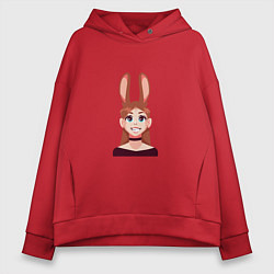 Толстовка оверсайз женская Girl - Bunny, цвет: красный