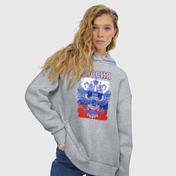 Толстовка оверсайз женская Россия Герб Флаг, цвет: меланж — фото 2